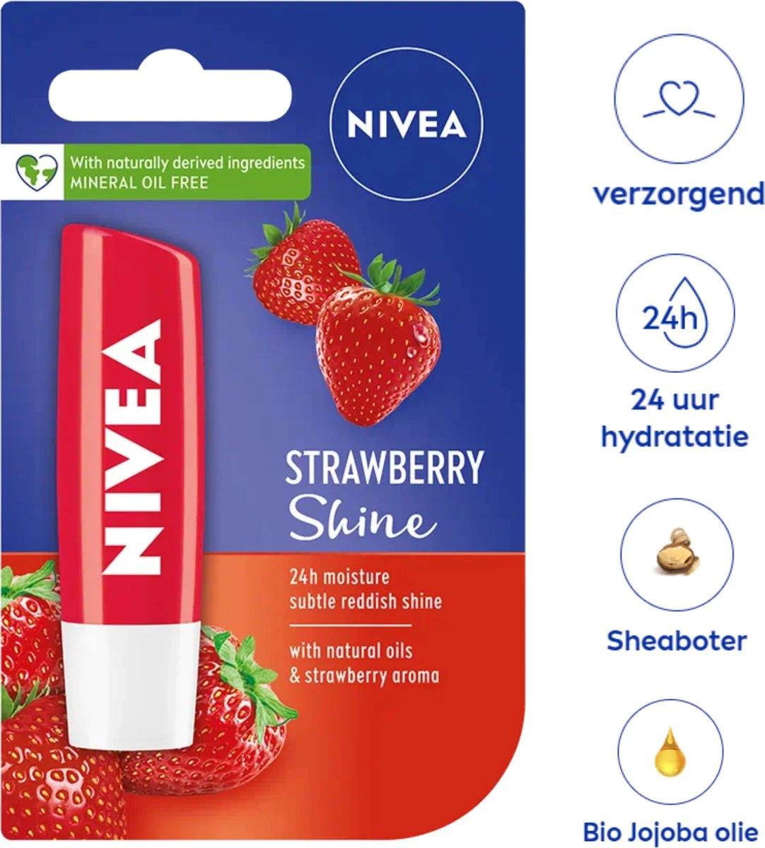 Nivea - Labello Strawberry Shine Lippenbalsem - 5,5 Ml Stick - Lipbalsem - Lipbalm - Lipverzorging - Verrijkt Met Shea Boter En Bio Jojoba Olie 4 Nivea - Labello Strawberry Shine Lippenbalsem - 5,5 Ml Stick - Lipbalsem - Lipbalm - Lipverzorging - Verrijkt Met Shea Boter En Bio Jojoba Olie - Afbeelding 4