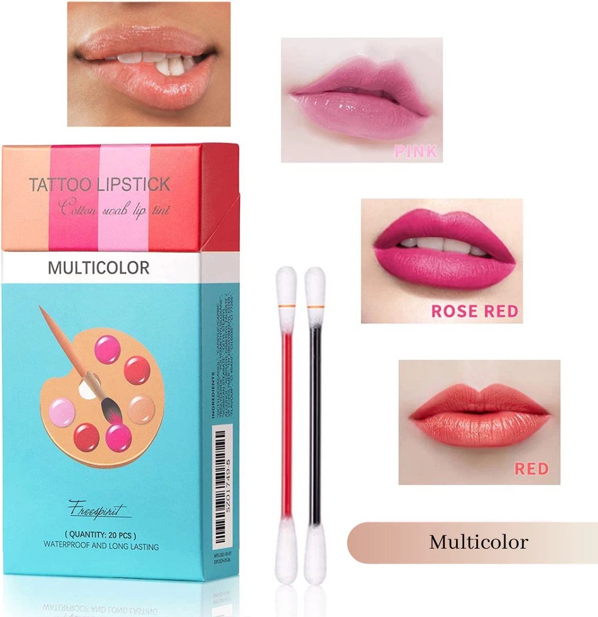 Bellive Tattoo Lipstick Red - Lipstick Dames - Tiktok - Lippenstift Wattenstaafje 20 Stuks - Lipstick Set - Waterproof Lipstick - Lippenstift Langhoudend - Long Lasting Lip Gloss - Multicolor - Afbeelding 4