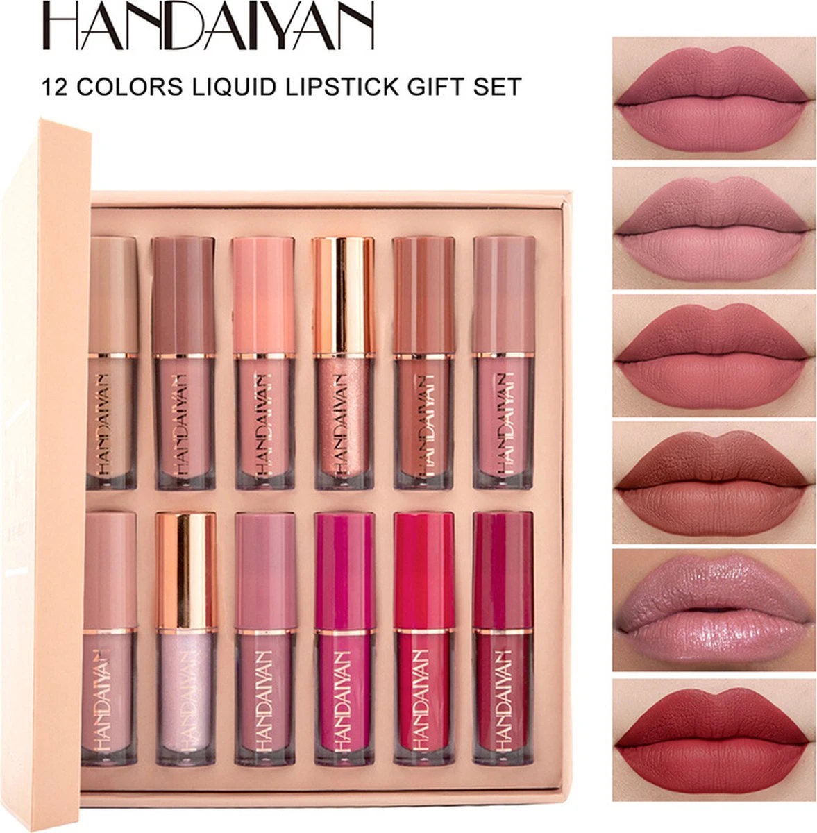 HANDAIYAN | Set Van 12 | Liquid Lipsticks | Matte Lippenstift | Vloeibare Lippenstift | Waterproof | Make Up Set | Geschenkset | Giftset | Lipstick | Lippenstift | Lipgloss - Afbeelding 3