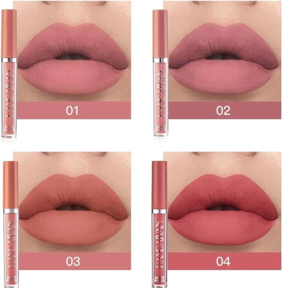 Set Van 6 X Matte Lip Gloss Nude | Lipgloss Matte Set | Waterproof | Nude Kleuren - Afbeelding 4