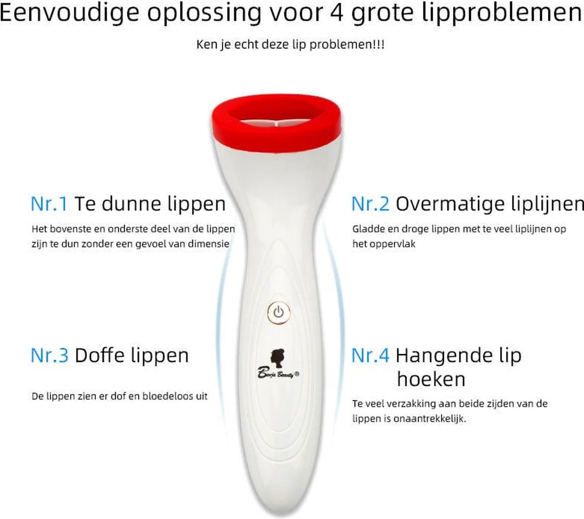 BenjaBeauty Lip Plumper - Lippen - Lipstick - Lippenbalsem - Rood - Wit - Afbeelding 3