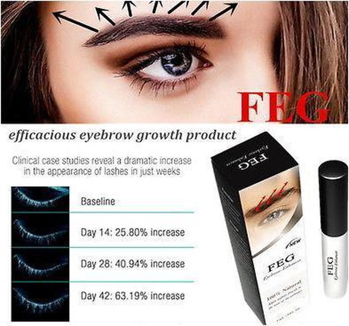 FEG Eyebrow Enhancer Serum 3 Ml - Wenkbrauwen Groeiserum - Stimuleer Natuurlijke Groei Wenkbrauwen - Vollere Wenkbrauwen - Beautiful Eyebrows - Voor Slapen Aanbrengen - Snel Resultaat - Afbeelding 3