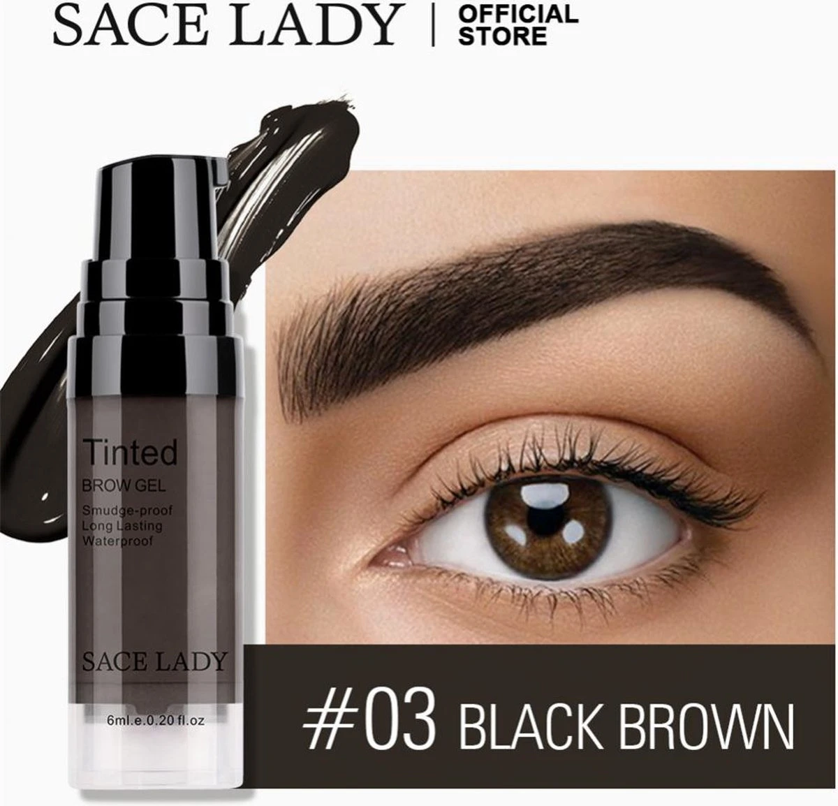 Sace Lady Tattoo Brow Peel-Off Gel - Brow Gel - Wenkbrauw Gel Mascara – Black Brown #03 – Assortiment ‘Het Gemak’