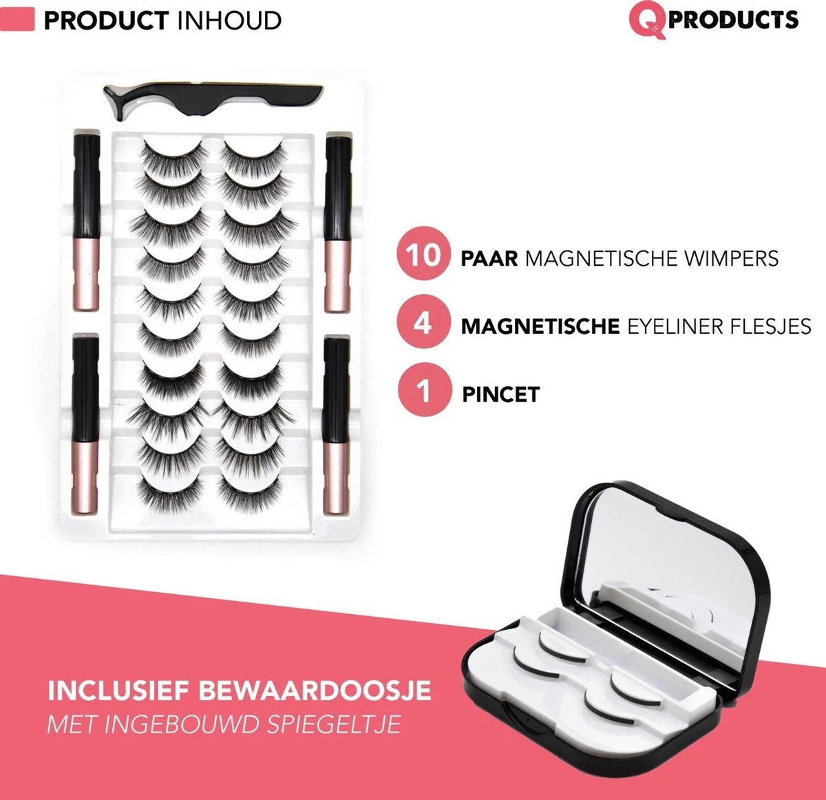 Qproducts Magnetische Wimpers - Nepwimpers - Wimperset Van 10 Wimpers 4 Eyeliners En Pincet - Inclusief Wimper Bewaardoos Met Ingebouwd Spiegeltje - Magneet Wimpers - Magnetic Lashes 6 Qproducts Magnetische Wimpers - Nepwimpers - Wimperset Van 10 Wimpers 4 Eyeliners En Pincet - Inclusief Wimper Bewaardoos Met Ingebouwd Spiegeltje - Magneet Wimpers - Magnetic Lashes - Afbeelding 6