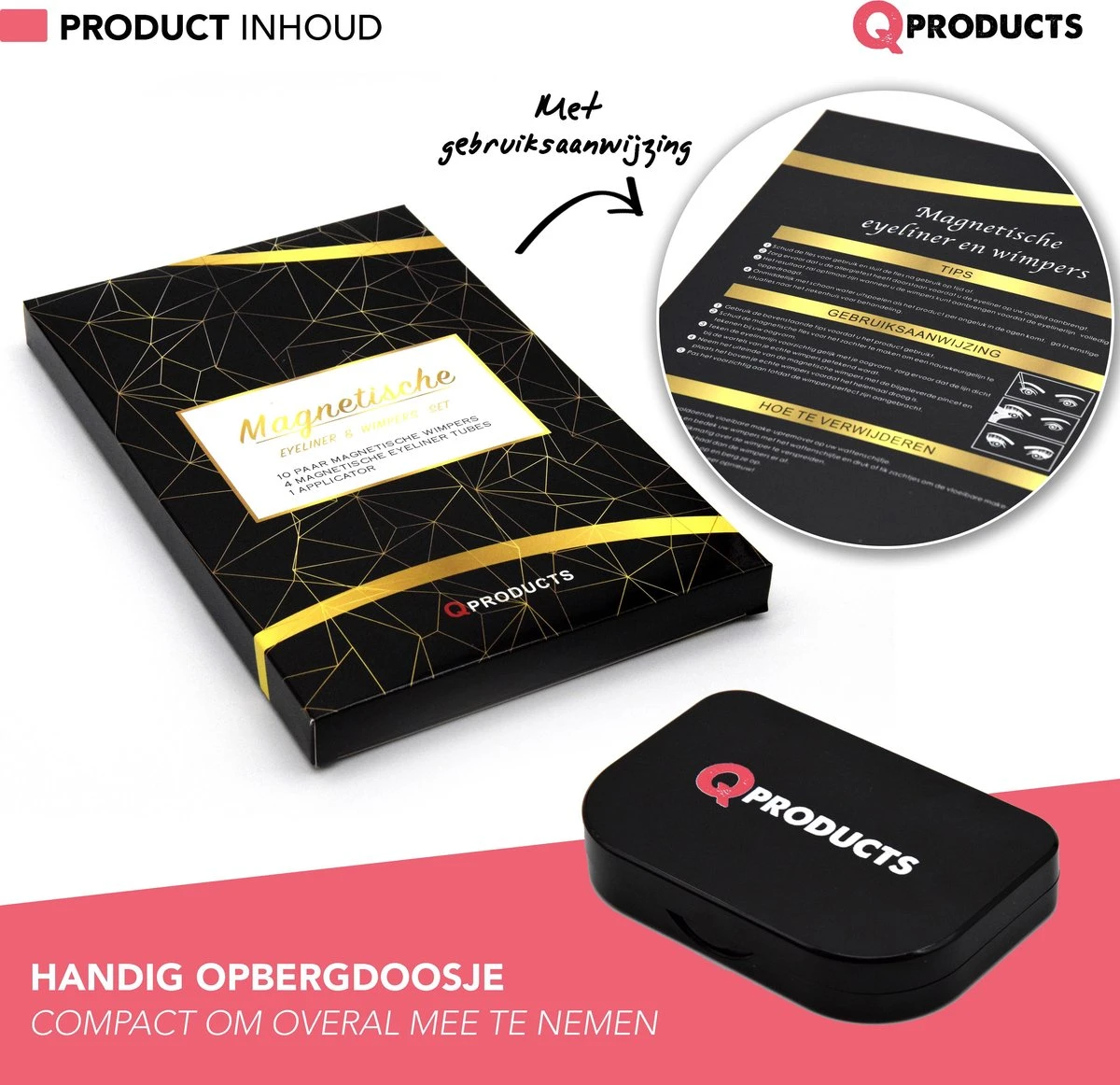 Qproducts Magnetische Wimpers - Nepwimpers - Wimperset Van 10 Wimpers 4 Eyeliners En Pincet - Inclusief Wimper Bewaardoos Met Ingebouwd Spiegeltje - Magneet Wimpers - Magnetic Lashes 4 Qproducts Magnetische Wimpers - Nepwimpers - Wimperset Van 10 Wimpers 4 Eyeliners En Pincet - Inclusief Wimper Bewaardoos Met Ingebouwd Spiegeltje - Magneet Wimpers - Magnetic Lashes - Afbeelding 4