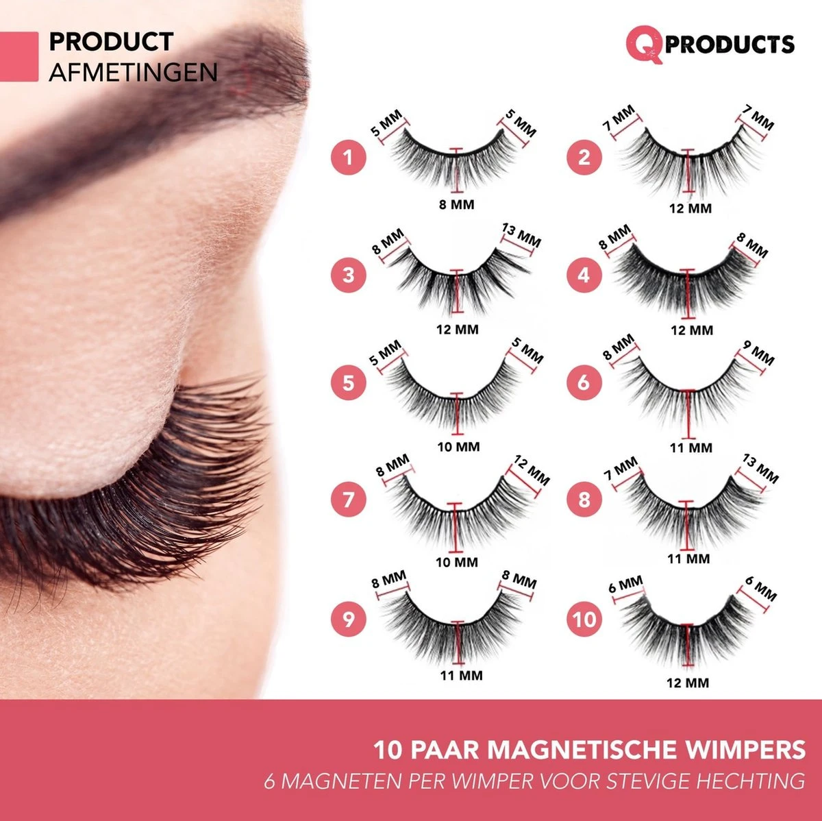 Qproducts Magnetische Wimpers - Nepwimpers - Wimperset Van 10 Wimpers 4 Eyeliners En Pincet - Inclusief Wimper Bewaardoos Met Ingebouwd Spiegeltje - Magneet Wimpers - Magnetic Lashes 9 Qproducts Magnetische Wimpers - Nepwimpers - Wimperset Van 10 Wimpers 4 Eyeliners En Pincet - Inclusief Wimper Bewaardoos Met Ingebouwd Spiegeltje - Magneet Wimpers - Magnetic Lashes - Afbeelding 9