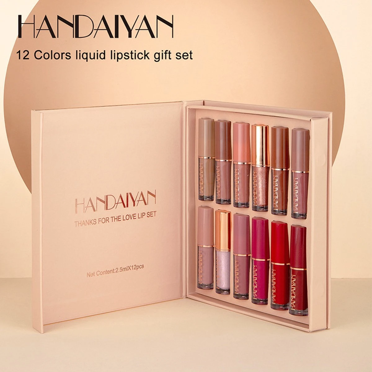 HANDAIYAN | Set Van 12 | Liquid Lipsticks | Matte Lippenstift | Vloeibare Lippenstift | Waterproof | Make Up Set | Geschenkset | Giftset | Lipstick | Lippenstift | Lipgloss