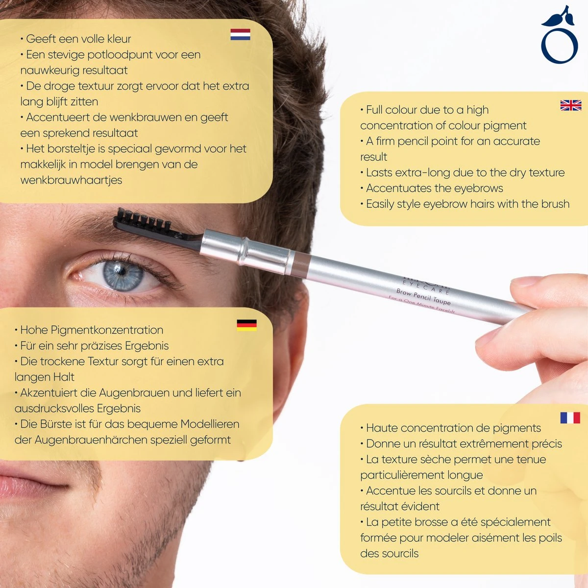 Herome Eye Care Wenkbrauwpotlood Taupe - Brow Pencil - Met Borsteltje, Stevige Potloodpunt En Puntenslijper - Afbeelding 5