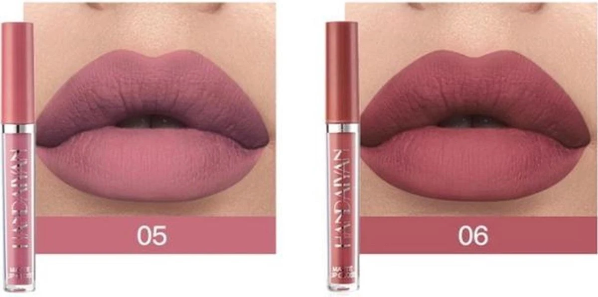 Set Van 6 X Matte Lip Gloss Nude | Lipgloss Matte Set | Waterproof | Nude Kleuren - Afbeelding 5