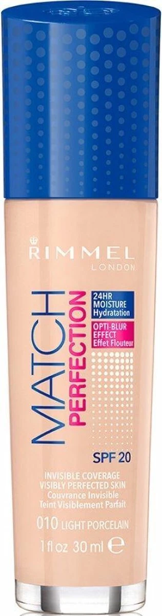 Rimmel London Match Perfection SPF20 Foundation - 010 Light Porcelain - Afbeelding 9