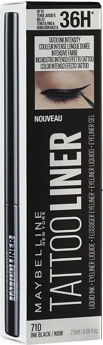 Maybelline New York Tattoo Studio Tattoo Liner - Liquid Ink - 710 Inked Black – Zwart - Ultra Langhoudende Liquid Eyeliner 5 Maybelline New York Tattoo Studio Tattoo Liner - Liquid Ink - 710 Inked Black – Zwart - Ultra Langhoudende Liquid Eyeliner - Afbeelding 5