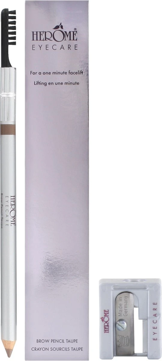 Herome Eye Care Wenkbrauwpotlood Taupe - Brow Pencil - Met Borsteltje, Stevige Potloodpunt En Puntenslijper