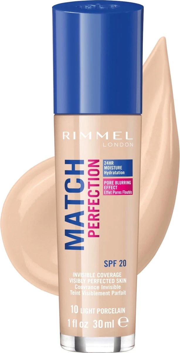 Rimmel London Match Perfection SPF20 Foundation - 010 Light Porcelain - Afbeelding 12