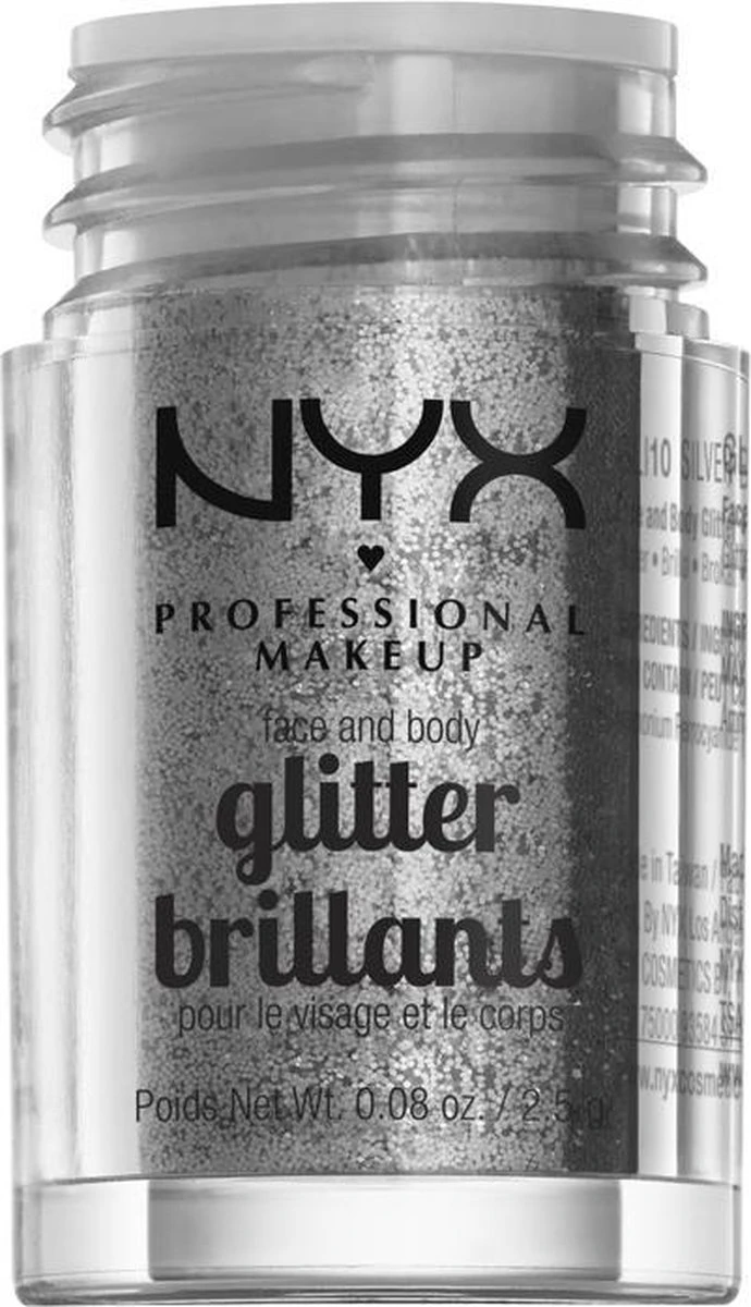 NYX PROFESSIONAL MAKEUP FACE & BODY GLITTER - SILVER - Afbeelding 2