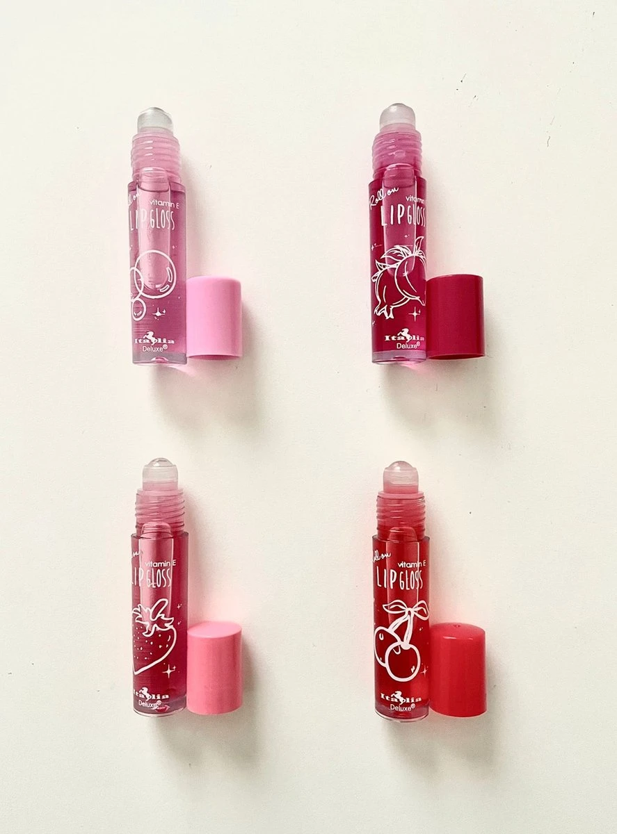 Lipgloss Fruit - Italia Deluxe - Vitamine E - Roll On - Per Stuk 4 Lipgloss Fruit - Italia Deluxe - Vitamine E - Roll On - Per Stuk - Afbeelding 4
